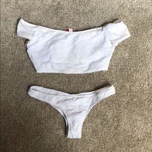 Crochet White Crop Bikini
